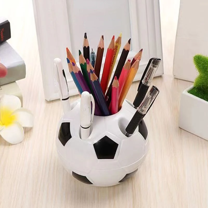 Cute football shape Pen Holder Multifunctional Children\'s Desktop Ornament Large Capacity Stationery Storage Box Organizer