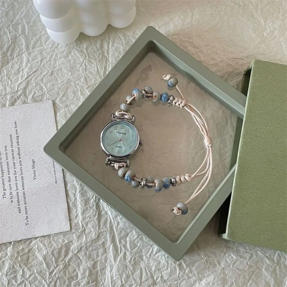 New Beaded Bracelet Watch Adjustable Strap Pendant Chain Watch Quartz Watch Women Girls