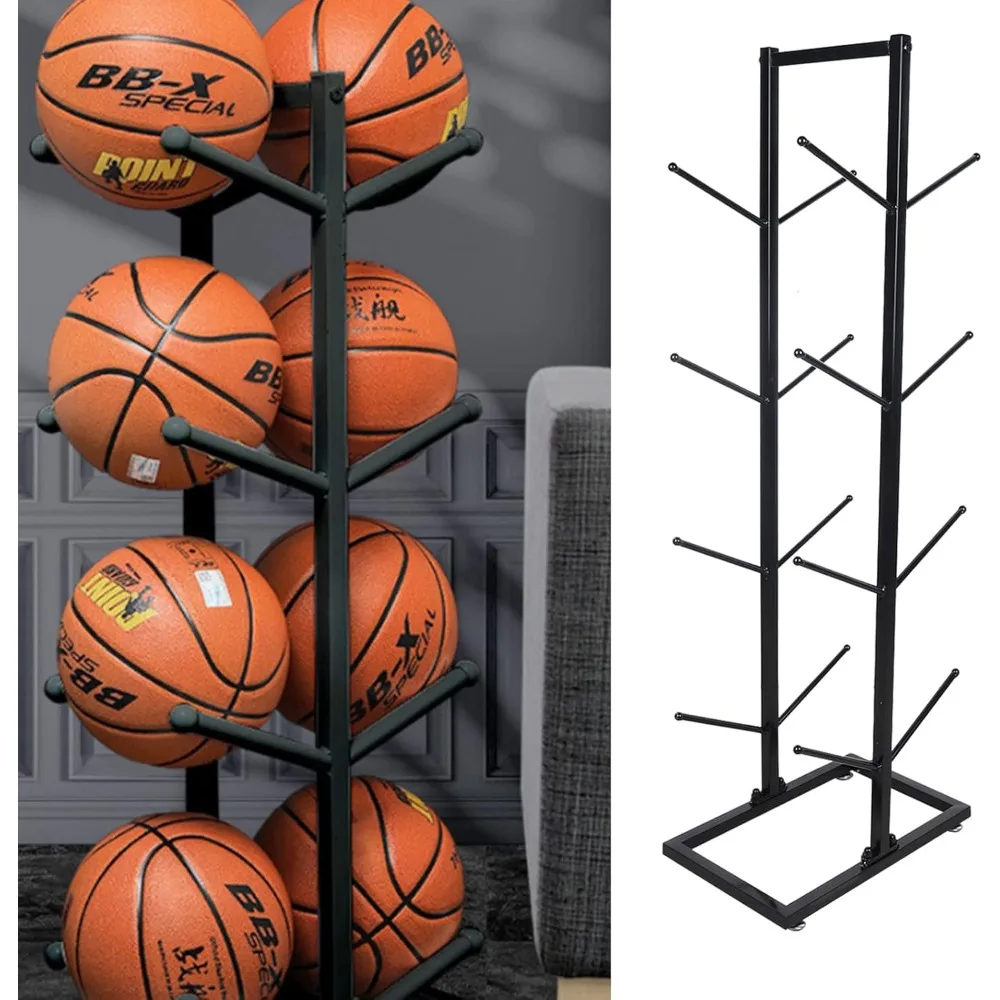 Ball Storage Basketball Racks Double-Sided Basketball Organizers Metal Storage Rack Sports Storage for Indoor Outdoor