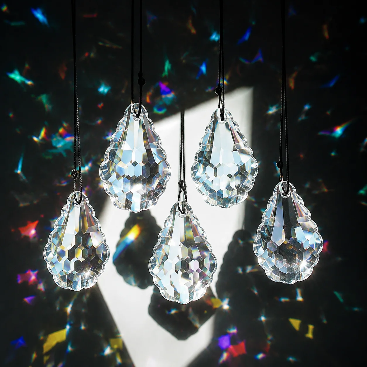3pcs 48mm Honeycomb Faceted Crystal Drop Prism Suncatcher Window Wedding Garland Vibrant Rainbow Display Hanging Decor Pendant