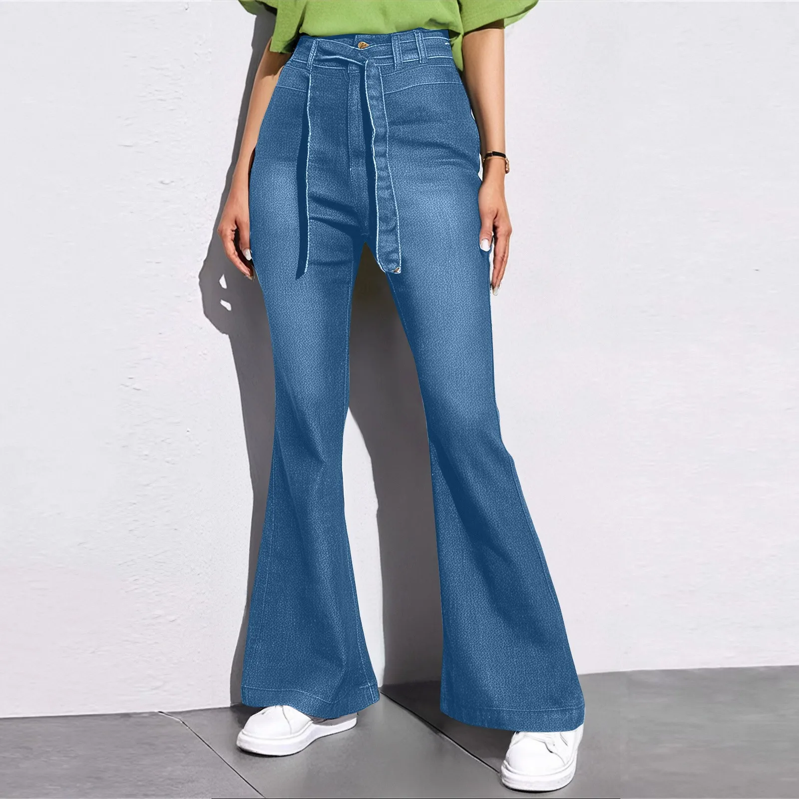 Women'S High Waisted Jeans Classic Fashion Retro Slim Hip Lifting Flared Pants Wide Leg Pants Daily Casual All-Match Basic Jeans