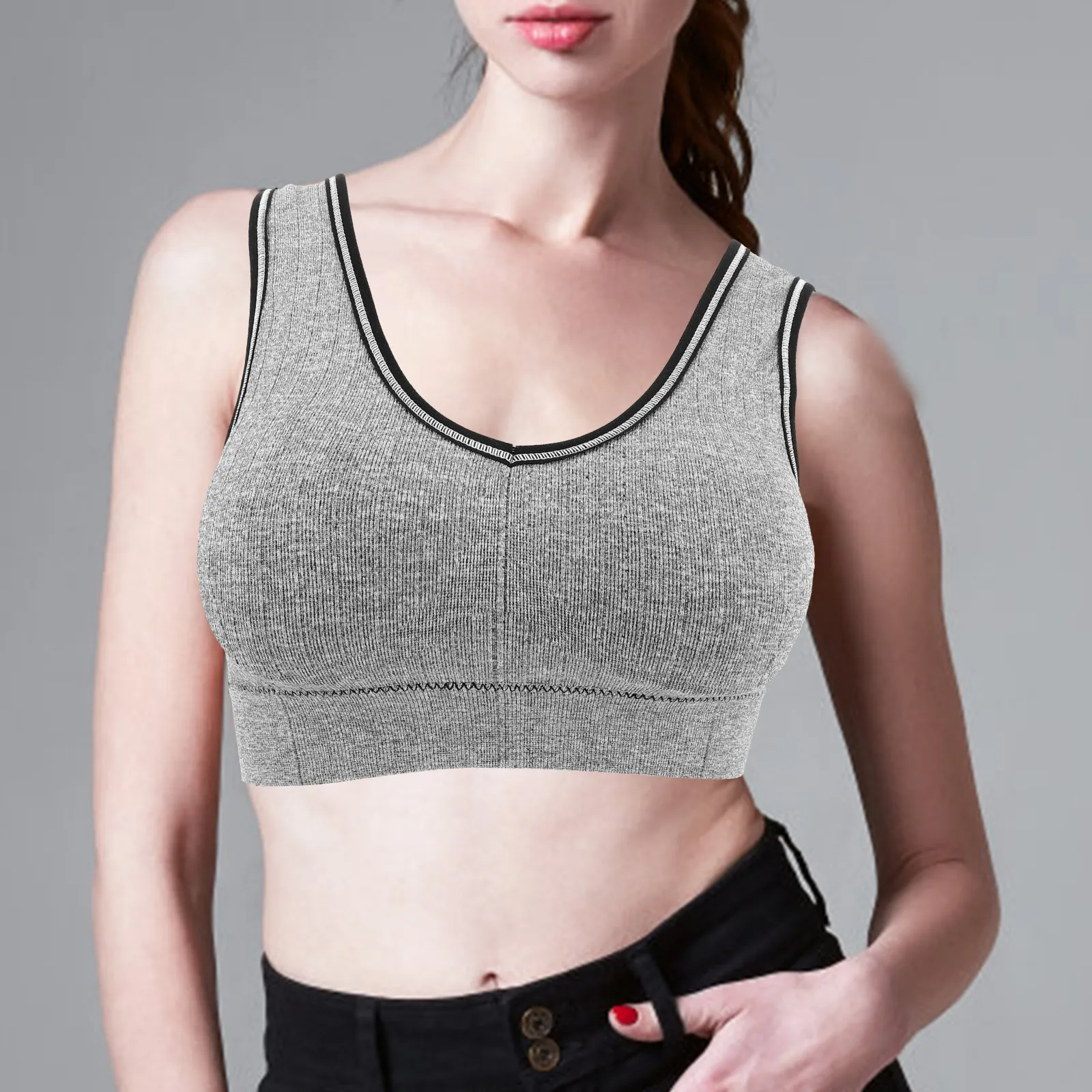 Wirefree Womens Sports Bra Breathable Nylon Fabric Comfortable Fit Fitness Underwear for Yoga Running Workout Daily Wear