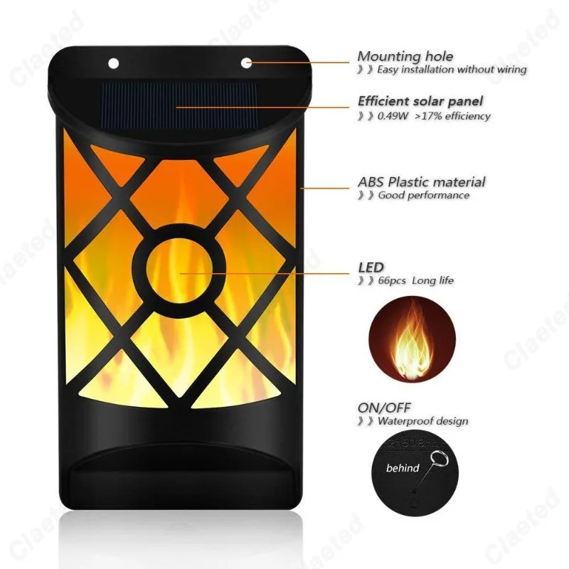 

New LED Solar Wall Lamp Outdoor Waterproof Garden Landscape Decorative Lighting