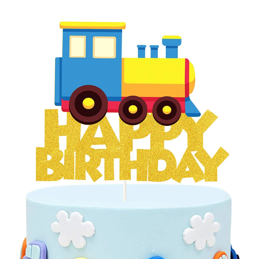 

Train Happy Birthday Cake Topper Railway Steam Theme Party Decorations Train Birthday Baby Shower Supplies