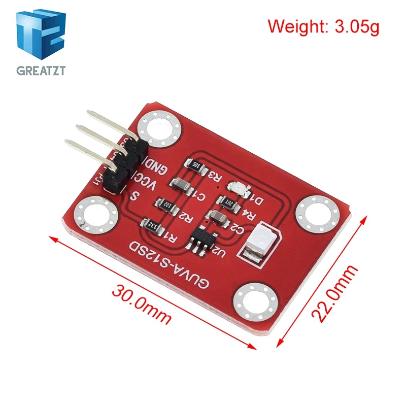 GREATZT 1/2/4PCS UV Sensor 240-370nm GUVA-S12SD 3528 Solar Ultraviolet Intensity Module DC 3.3-5V For Arduino /Raspberry pi