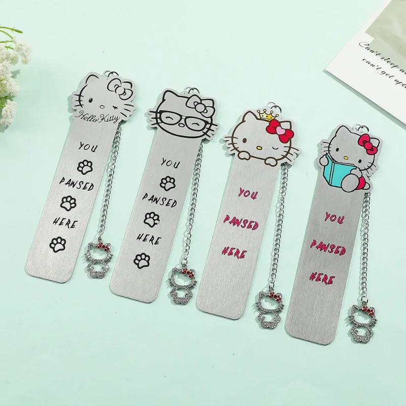 

Sanrio Creative Cute HelloKitty Colorful Pattern Stainless Steel Engraved Diamond HelloKitty Pendant Bookmark Decoration Giftd