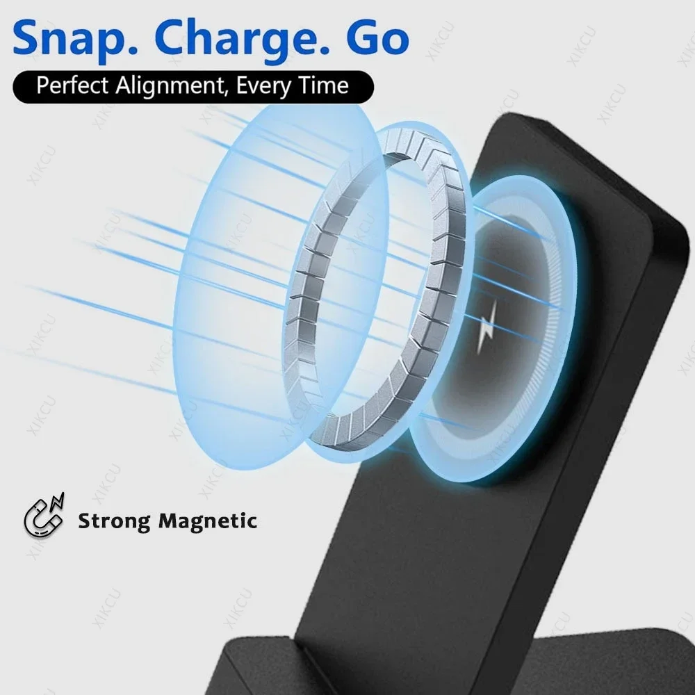 15W Magnetisches schnelles kabelloses Ladegerät, faltbare Handyhalterung für iPhone 17~12 Pro Max, schnelle Ladestation, Telefonhalter-Ständer – Detail 3