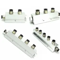 Pushfit 8mm 2/3/4/5 Ways Out Aluminum T-Shape Air Distributor Manifold Block Splitter