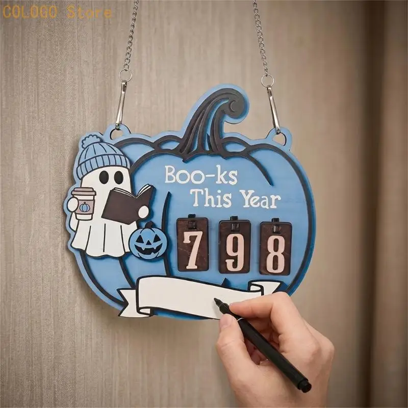 Halloween Wooden Reading Progress Display for Desk and Bookshelf D0LD
