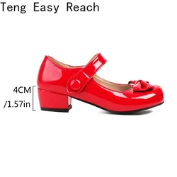 2024 Spring Girls Mary Jane Low Heels Fashion Women's Bow Party Platform Shoes Cosplay Lolita Shoes Black White Red