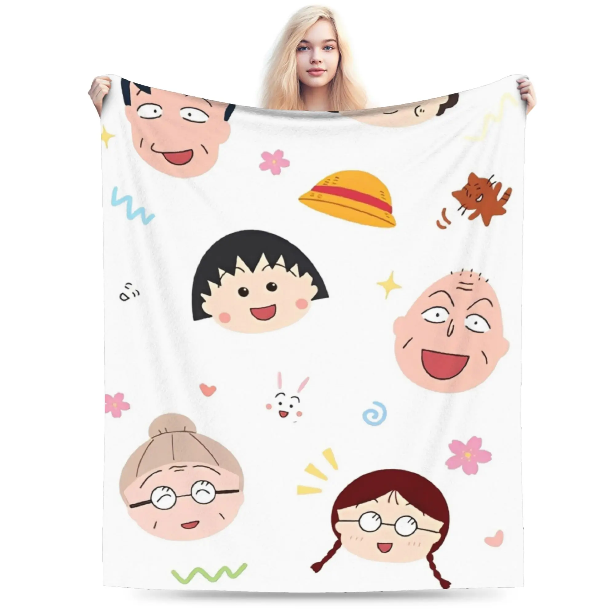 New chibi maruko chan Japan Anime Blankets Soft Flannel  Relax Throw Blanket Machine Washable