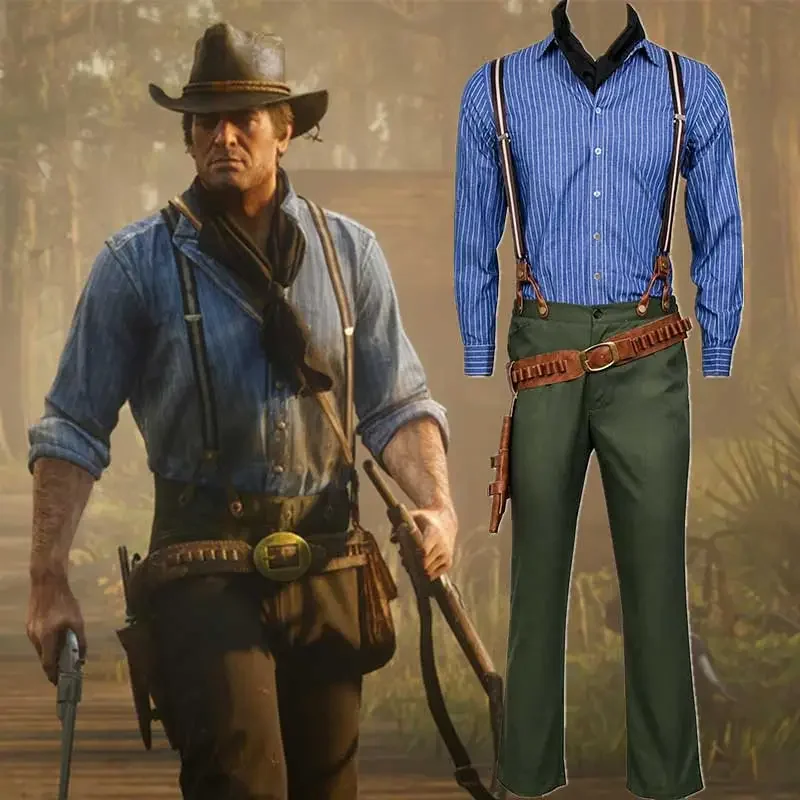 Costume de Cosplay de Cowboy d'Halloween pour Homme, Tokyo Erlama, Arthur Morgan, RDR2, Fréquence Rouge: Redemption II, Uniforme, Veste, Chemises, viser, Chapeau