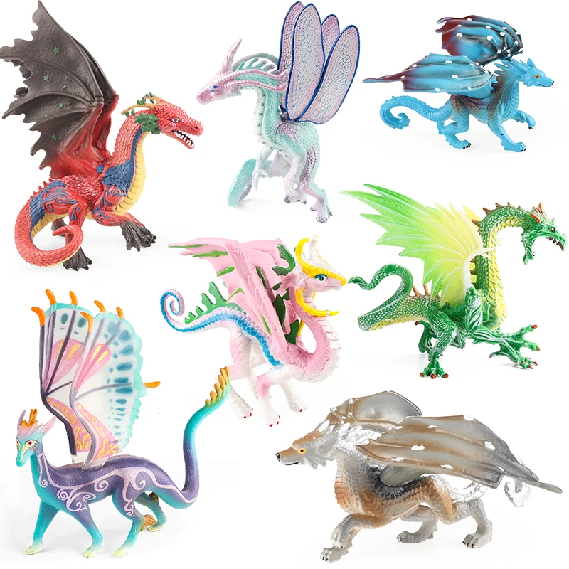 Oenux New Flying Magic Dragon Chinese Dinosaurs Phoenix Monsters Animals Toy Action Figures Model PVC Collection Kids X-mas Gift