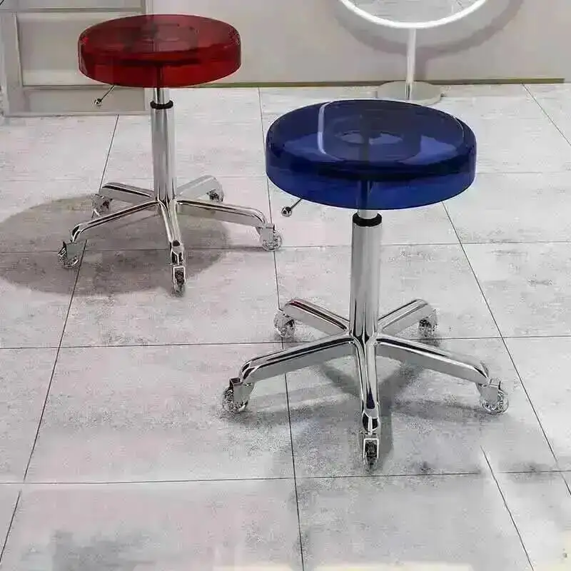 Acrylic Salon Nordic Hairdresser Manicure Stools Beauty Barber Chairs Esthetician Stool With Wheels Rotating Chair Furniture