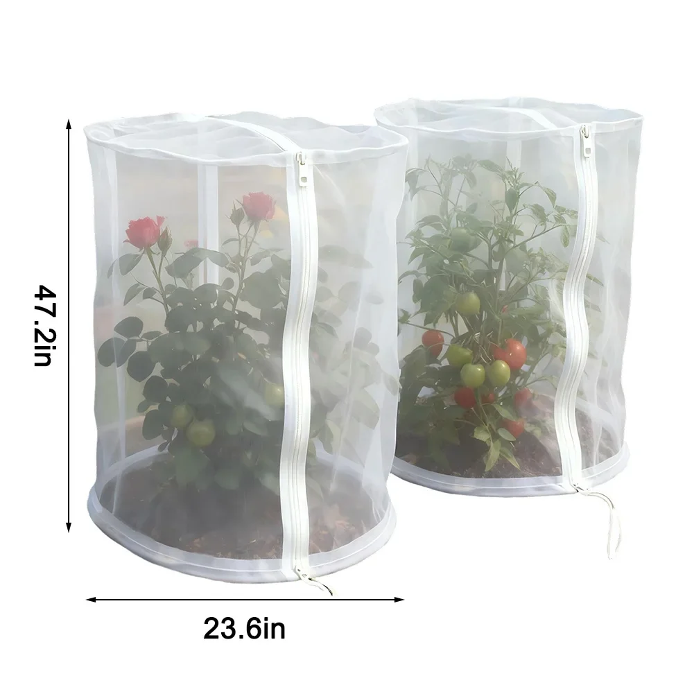 2 Pack Reusable Mesh Dome Plant Covers With Zipper Access And Adjustable Bottom For Protection Of Tomatoes Cucumbers Roses