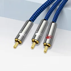 Hifi RCA Male to Dual RCA Male Audio Cable for Subwoofer Amplifier DVD TV Speaker 2 RCA Stereo System Splitter Y Shielded Cords