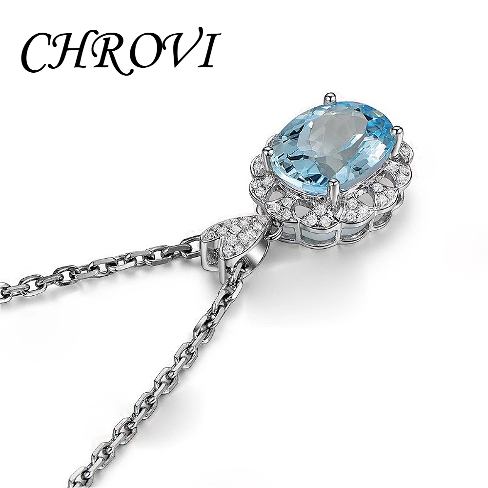 Exquisiter 925 Sterling Silber Neuer Stil Eleganter Ovaler Aquamarin-Anhänger für Damen, Hochwertiges Halsketten-Schmuckstück – Detail 3