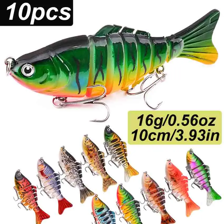 10pcs Wobblers Pike Fishing Lures 16g Artificial Multi Jointed Sections Artificial Hard Bait Trolling Pike Carp Fishing Tools