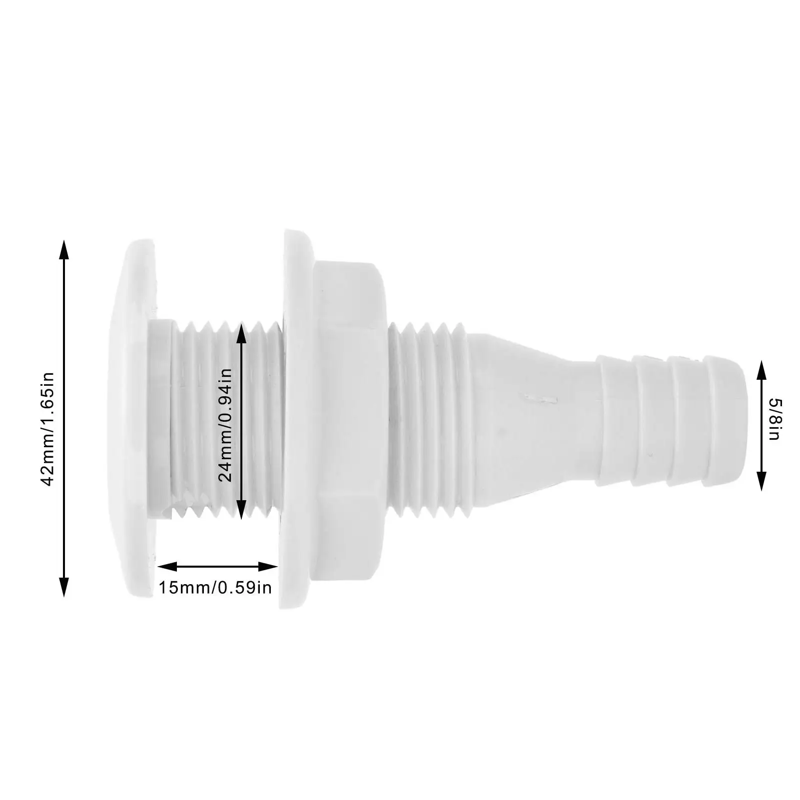 Boat Drain Outlet Plug UV Resistant Nylon Straight Through Hull Connector for Motorhomes