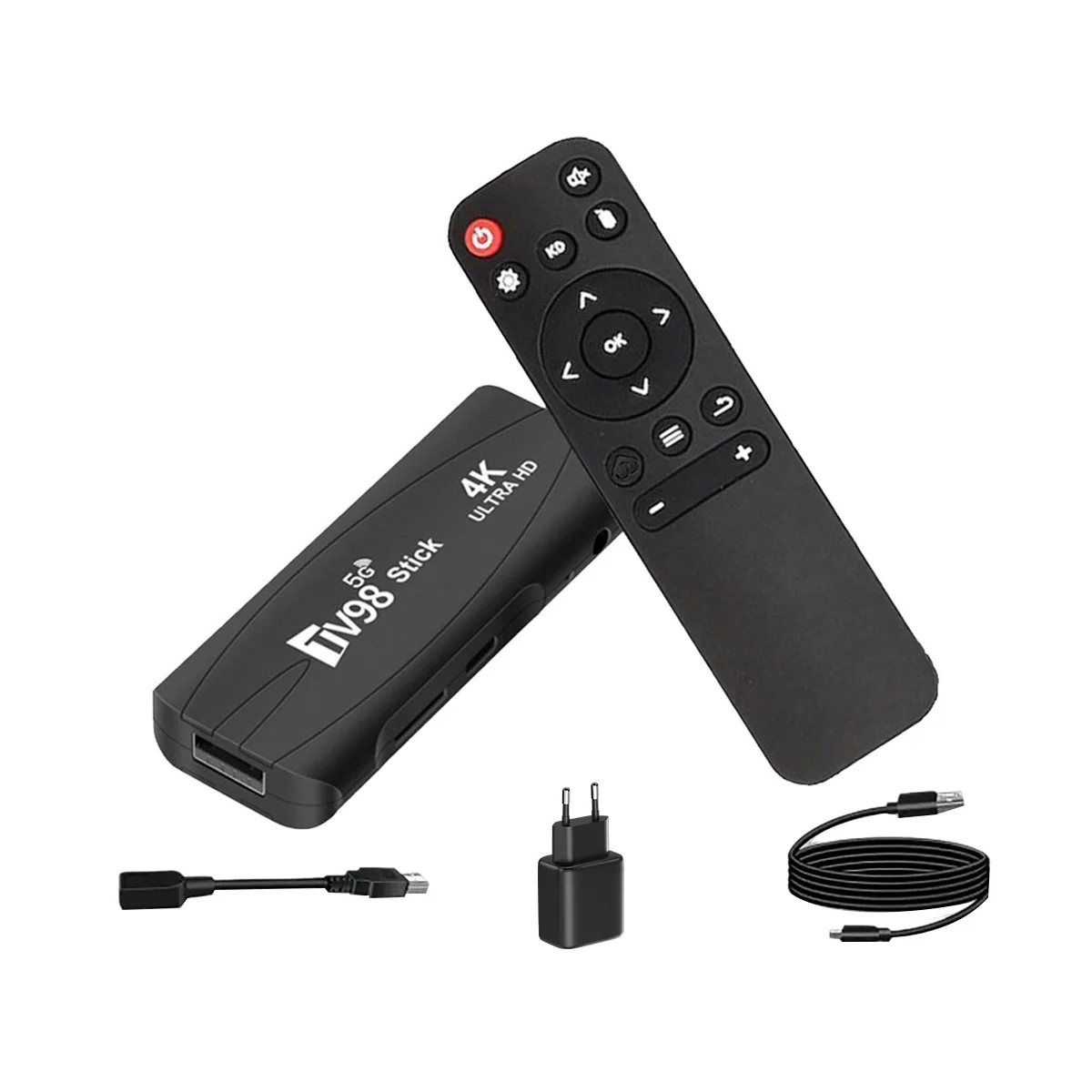 TV98 TV STICK 1G+8G Android12.1 2.4G 5G WiFi Android Smart TV BOX 4K 60Fps Set Top Box(EU Plug)