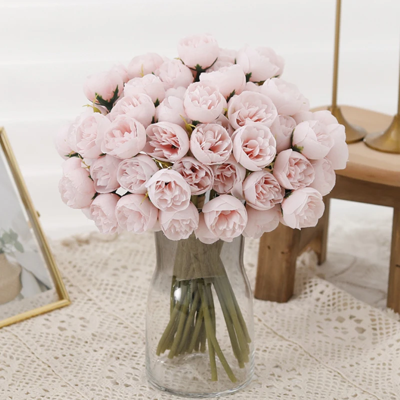 27 Heads Artificial Flowers Silk Peony Hua Plastic Beautiful Home Table Decoration Photography Props Fake Wedding Bridal Flowers