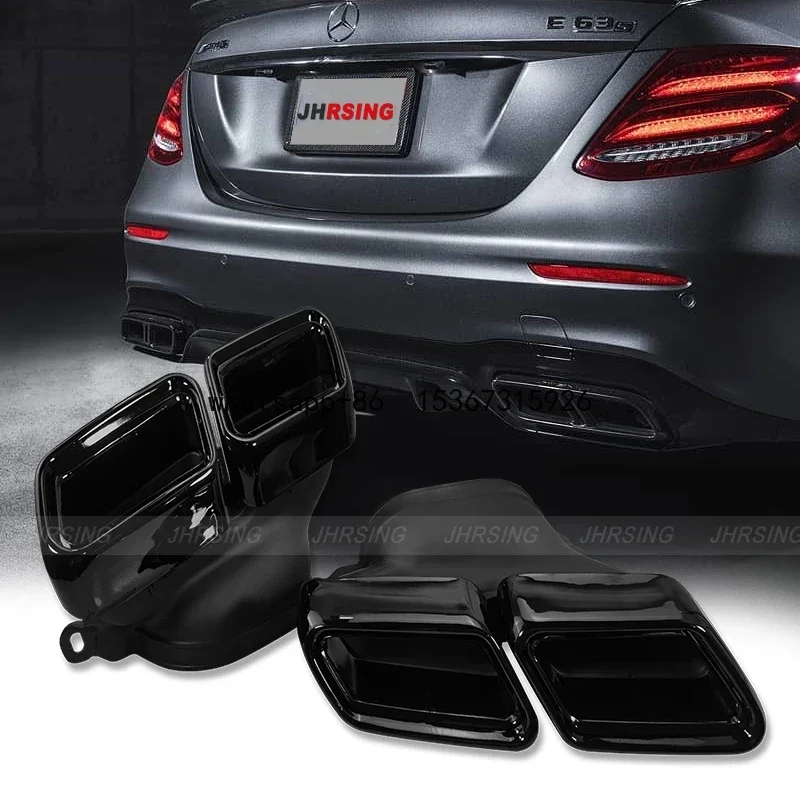 AMG E63 Puntas traseras de cuatro salidas deportivas de acero inoxidable negro y plateado para Mercedes-benz 14-16 Clase E W212