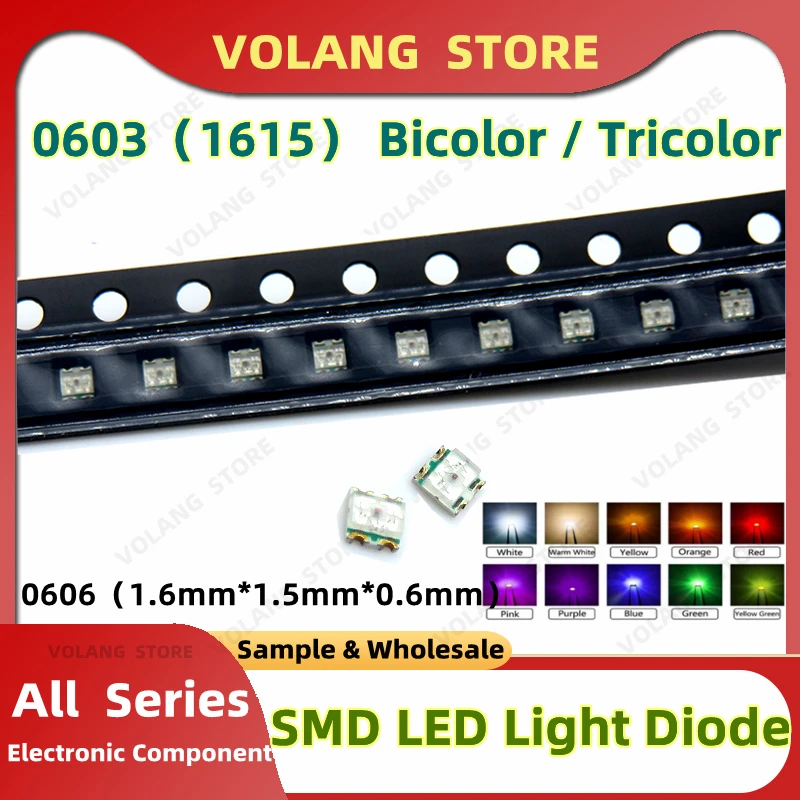 1615 LED High Light Two Color 0606 bicolore rosso e blu verde arancione bianco caldo giallo 0603*2 tricolore RGB RGY tre 1.6*1.6mm