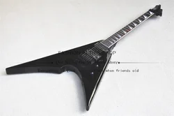 Black Electric Guitar, ARROW-100 Guitar, Tremolo Bridge, Black Knobs, Mahogany Head And Body