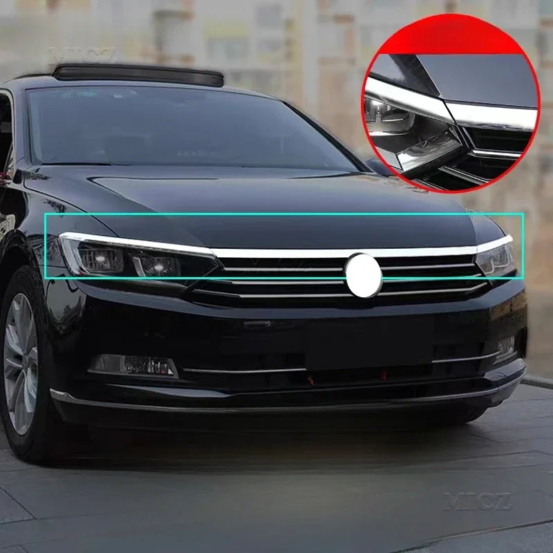 For Volkswagen Passat B8 Auto Styling Variant Front Hood Engine & Front Head Light Lamp Eyelid Eyebrow Cover Trim 2017 -2022