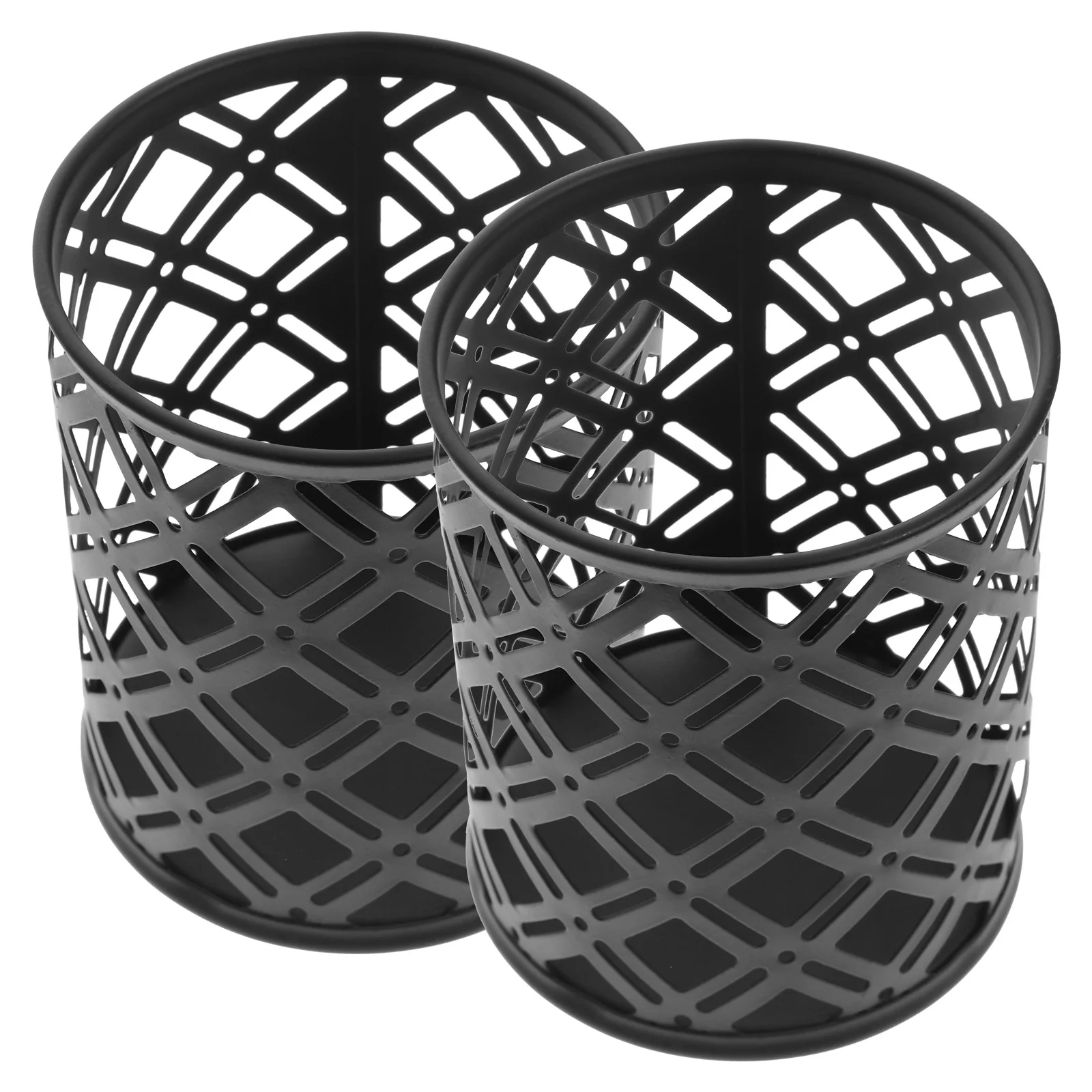 

2pcs Large Metal Holder Desk Office Supplies Non-Slip Pen Storage Organizer For Pens Pencils Makeup Brushes Home School Use Mesh