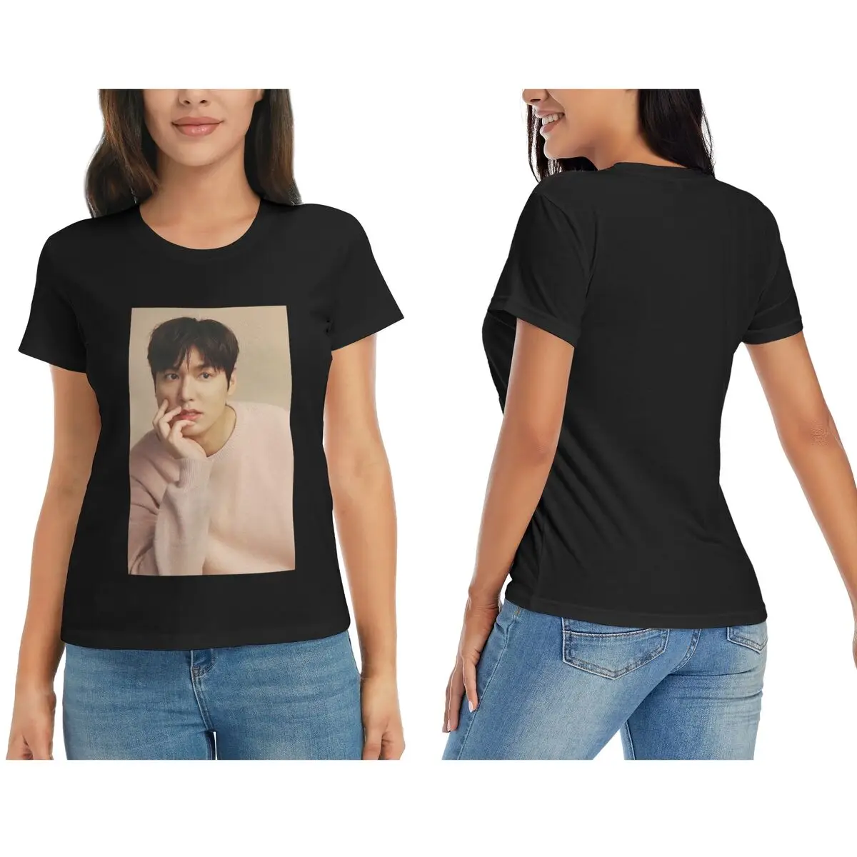 Kpop Lee Min Ho T-Shirt for Women Round Neck Streetwear T Shirts Women's Tees Short Summer Clothes Tops