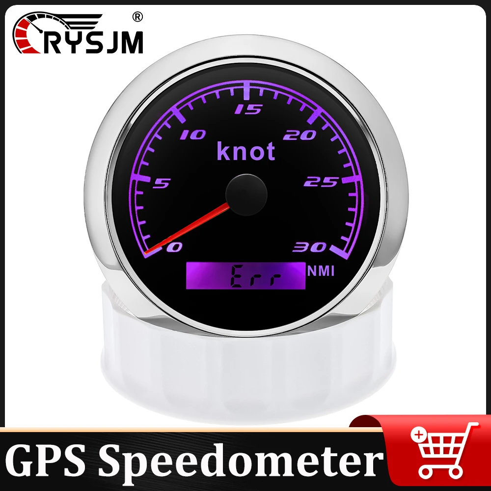 

85mm 7 Color Backlight Waterproof GPS Speedometer 0-60 Knot + NMI Speed Meter With GPS Antenna for 12V 24V Universal Car Boat