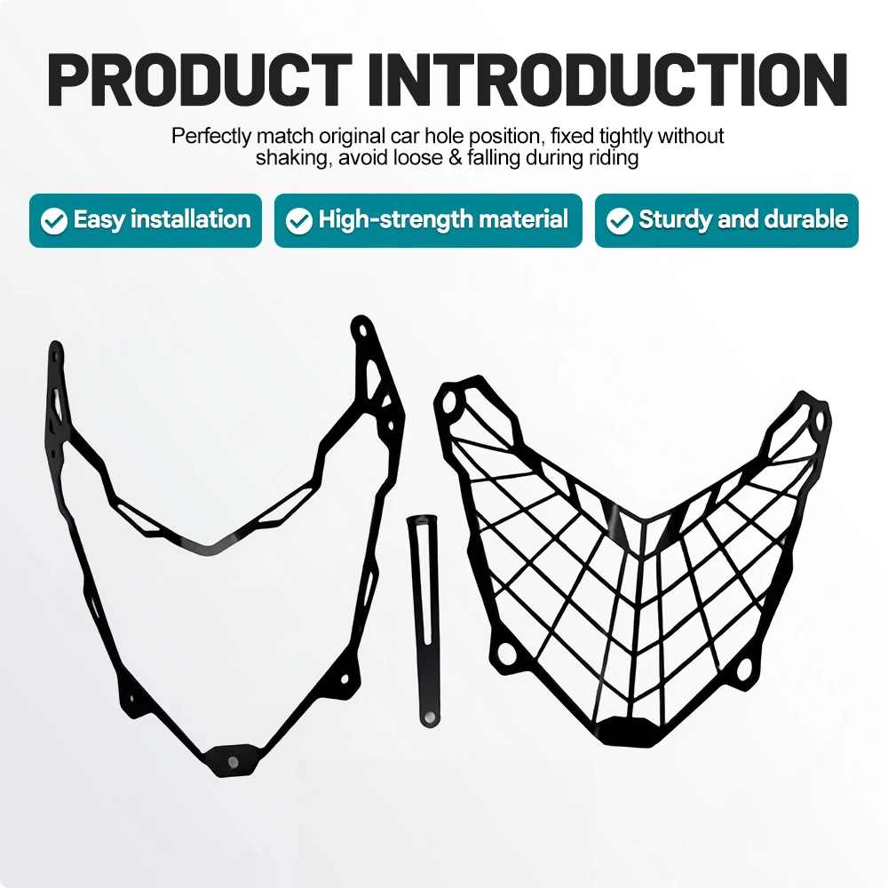 FOR Honda Transalp XL750 Motorcycle Headlight Guard Cover V-Shape Mesh Grille Protector Black Anti-corrosion