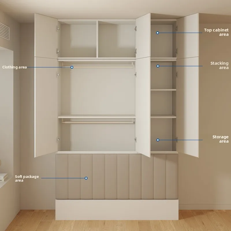 Tatami with wardrobe integrated, combination bed small apartment space saving bedroom multi-functional high box storage bed