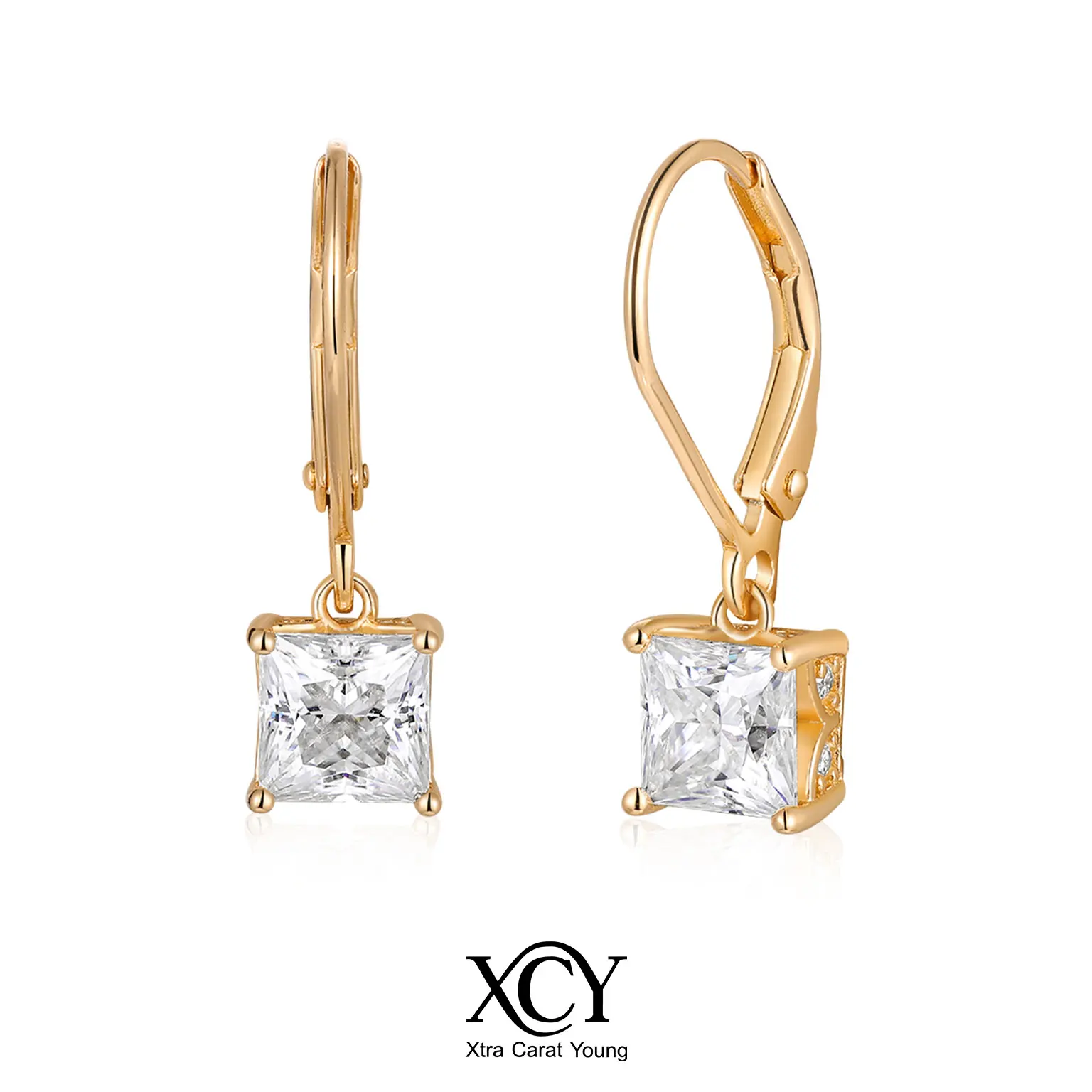 XCY 1 ct 5*8mm Pear Moissanite Drop Earrings Women 925 Sterling Silver Teardrop Leverback Dangle Earrings Wedding Party Jewelry