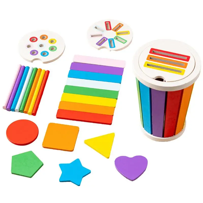 Color Matching Toys Colorful Wooden Brain Teaser Preschool Learning Activities Fine Motor Skill Toys Matching Game For Fine