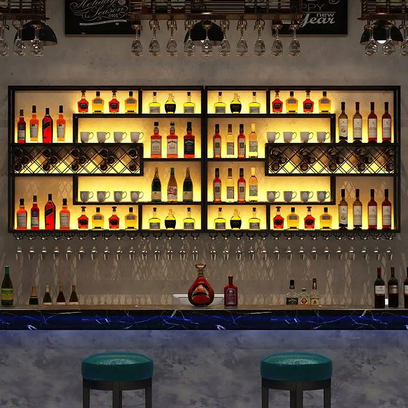 Restaurant wall wine cabinet wall hanging bar counter wine rack display cabinet