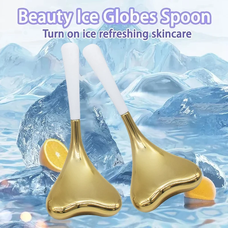 New Ice Globes For Face 2PCS Luxury Rose Gold Cryo Sticks Face Roller Cold & Heat Relief Beauty Facial Massage Tools