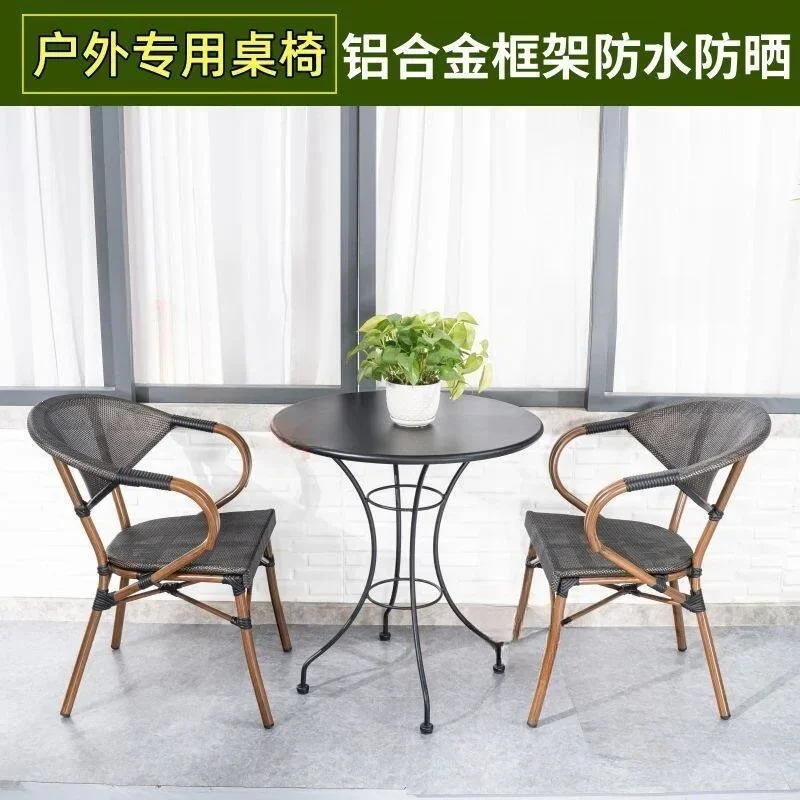 Outdoor table and chair combination leisure rattanchair milk tea shop outdoor garden courtyard balcony small teatable and chai