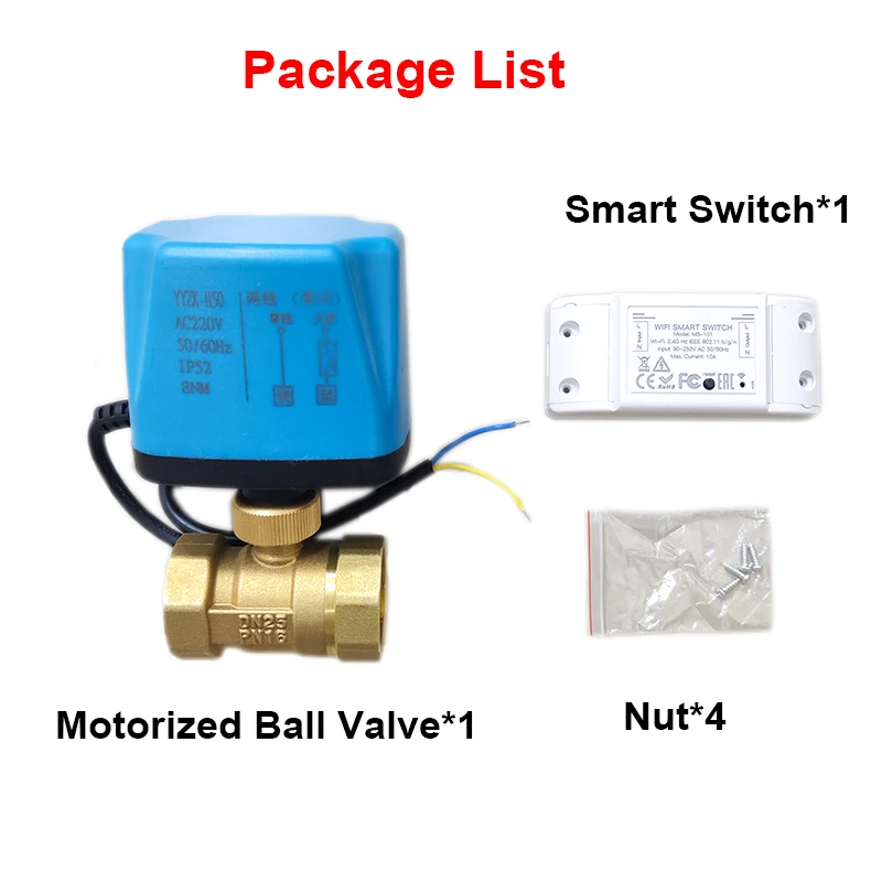 Tuya WiFi Smart Motorized Ball Valve Timing Water Smart Switch Electric Valve with Smart Life Alexa Alice Google Home AC220V