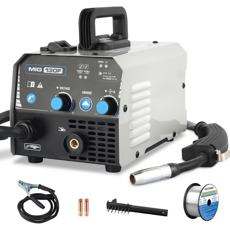 Flux Core Welder Machine 110V 130Amp, Gasless MIG Welding Machine IGBT Inverter Welder Portable Wire Feed Welder