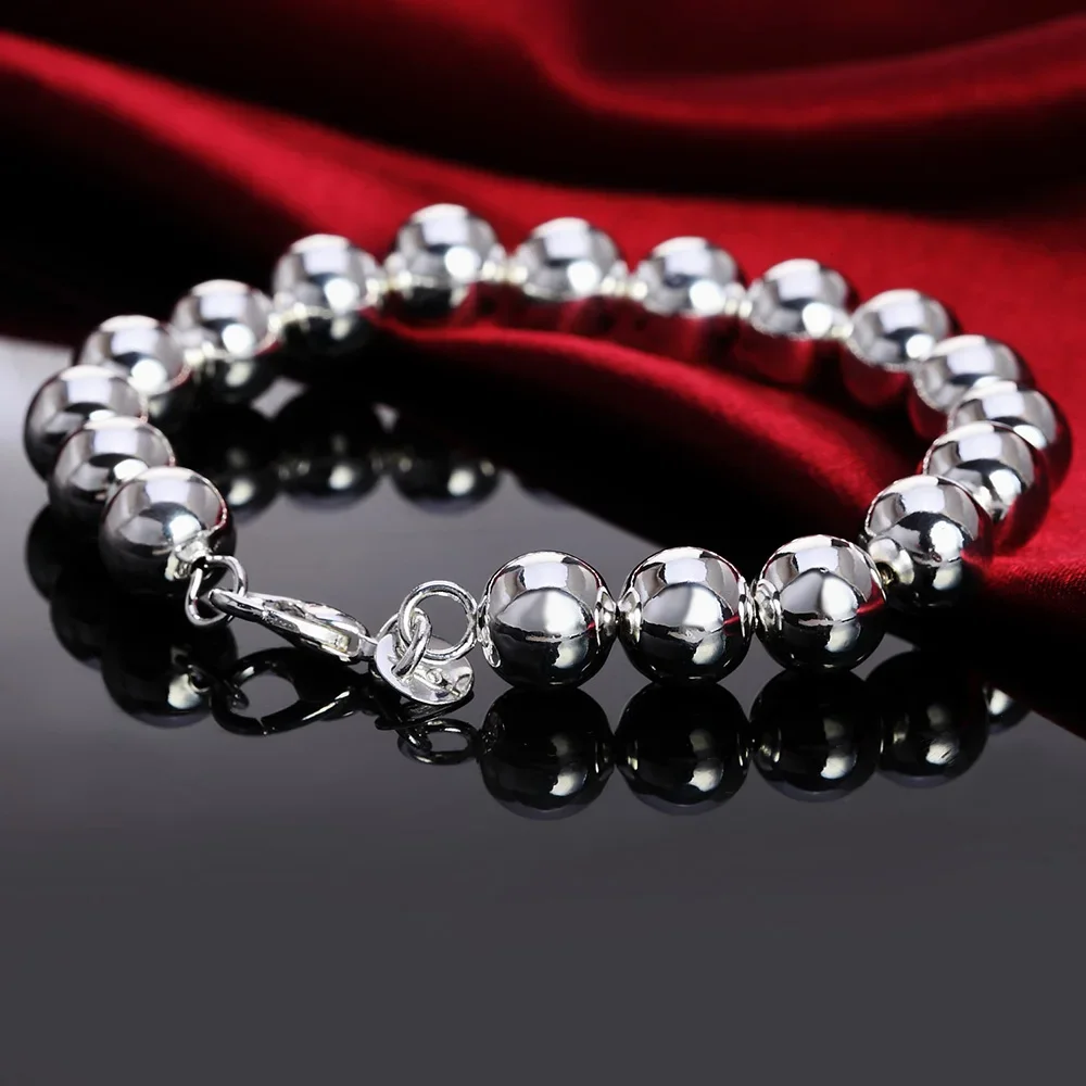 New charms fashion 925 sterling silver classic 10MM Beads Bracelet for man woman party wedding accessories gifts fine jewelry
