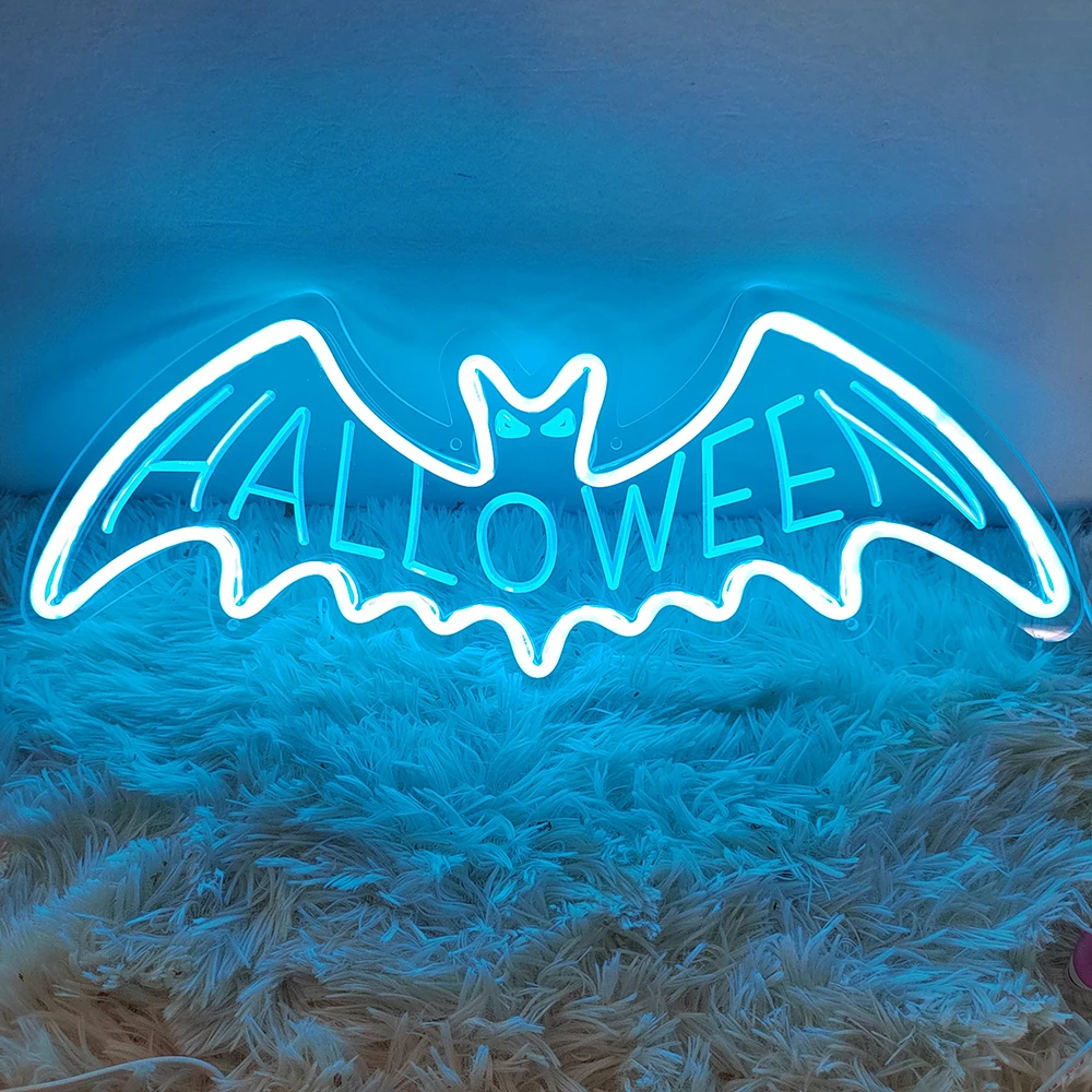 

Bat Neon Halloween Sign Halloween Decoration LED Bat blue Neon Light Sign for Halloween Party, Bar, Home, Bedroom Décor