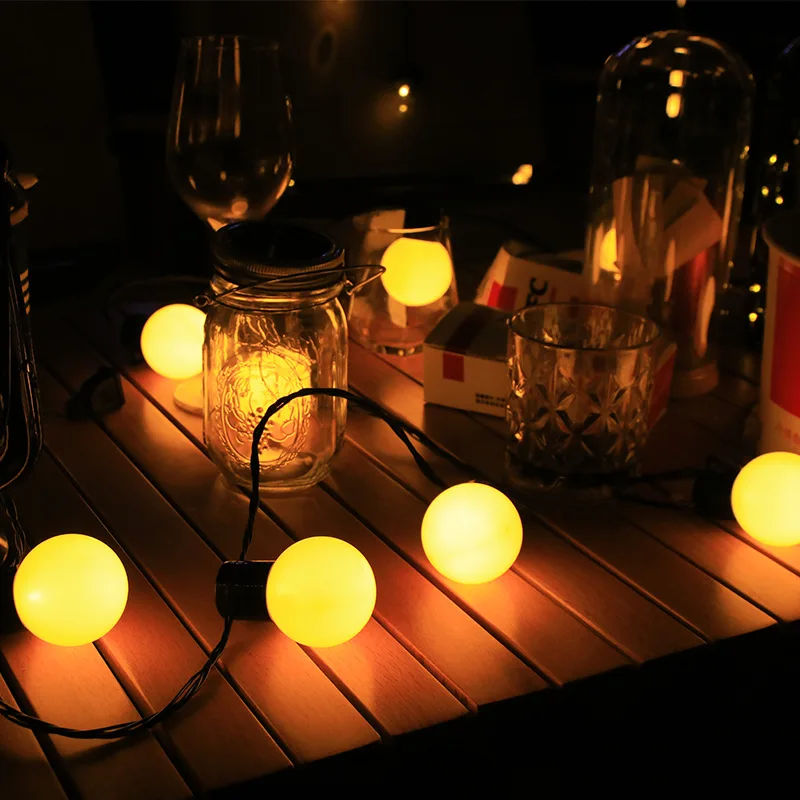 ソーラーストリングライト屋外防水ソーラーパティオライトガーデンフェンスバルコニーカフェビストロ装飾用ソーラーパワーグローブライト