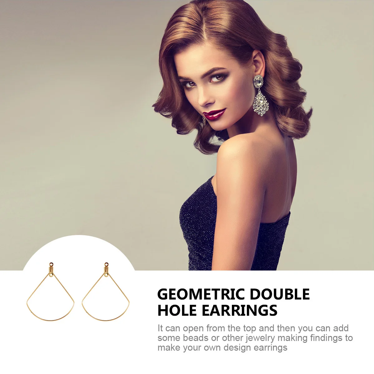 50pcs Ear Ring Loop Accessories Fan Shape Golden Stainless Steel Diy Jewelry Making Charms Pendants For Women Dangle