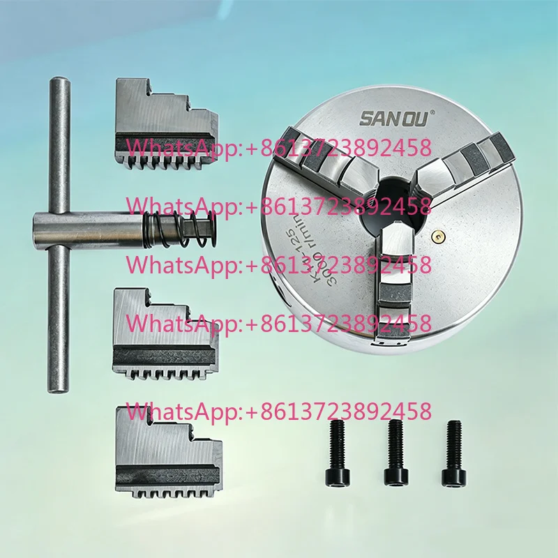 SANOU 3 Jaw Self-Centering Lathe Chuck 125mm K11-125 Manual 0.05mm Accuracy Cast Iron for Mini Lathe WM210V