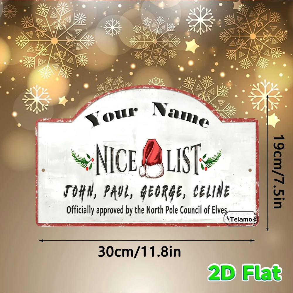 Custom Text Arched Metal Sign, Santa Nice List Holly Art, Christmas Wall Decor, Entryway Living Room Decor, Indoor Outdoor Chris