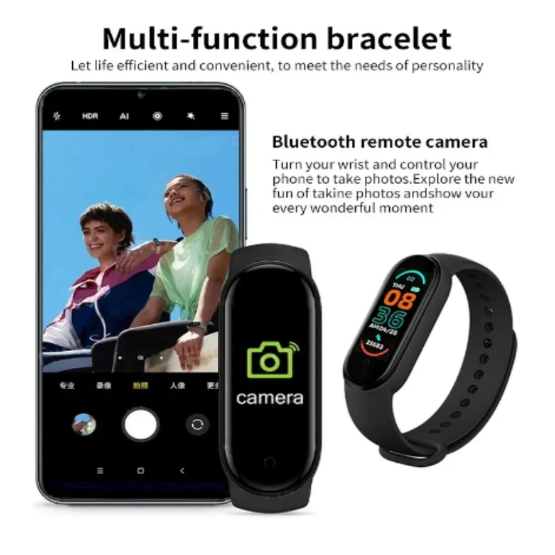 M6 Smart Watch Color Screen Step Counting Multi Sport Mode Message Reminder Photography Music Remote Control Smart Band