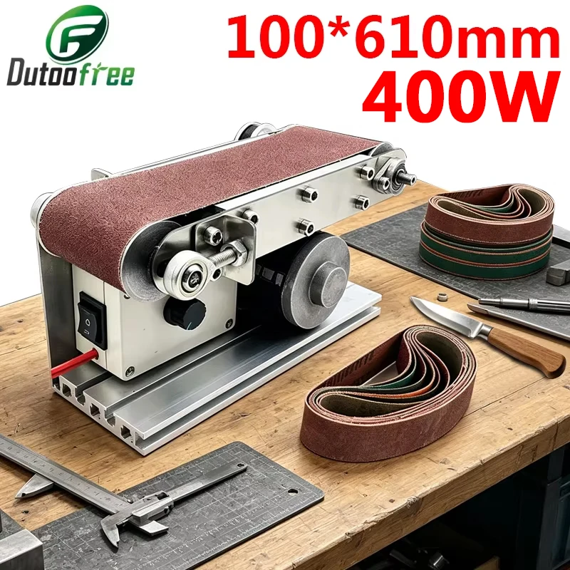 400W Desktop Belt Machine DIY Polishing Grinding Machine Cutter Edges Sharpener Multifunctional Belt Sander With 10PCS Belt