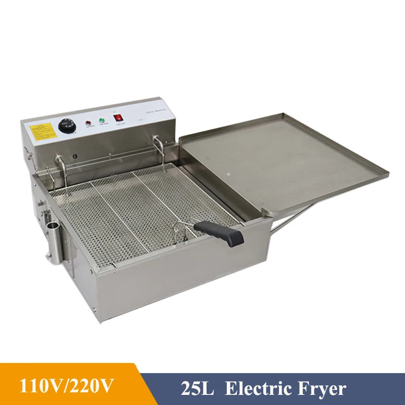 25L Capacity Electric Oil Fryer for Donuts Machine 3000W Commercial 304 Stainless Steel Donut Frying Machine